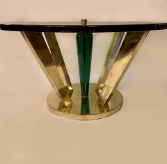 Late 20th Century Brass Green Molten Murano Glass Coffee Table - 2009496