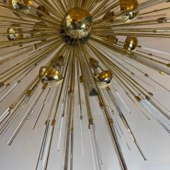 Late 20th Century Brass Sputnik Chandelier with Transparent Trihedron Glasses - 1800121