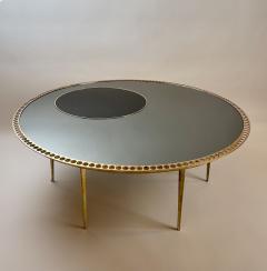 Late 20th Century Brass W Smoked Mirror Black Opaline Glass Round Coffee Table - 2845498