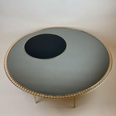Late 20th Century Brass W Smoked Mirror Black Opaline Glass Round Coffee Table - 2845499