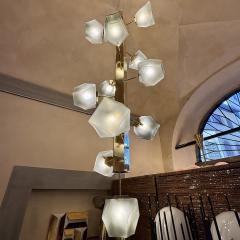 Late 20th Century Brass and Grey Murano Glass Polyhedrons Pendant Chandelier - 4827466