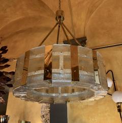 Late 20th Century Brass and Transparent Textured Murano Glass Round Chandelier - 1696634