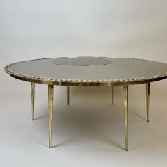 Late 20th Century Brass w Bronzed Mirror Red Opaline Glass Round Coffee Table - 2845481