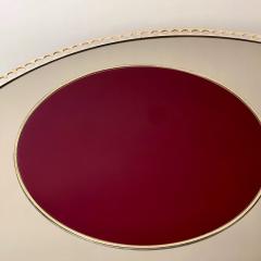 Late 20th Century Brass w Bronzed Mirror Red Opaline Glass Round Coffee Table - 2845482