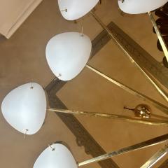 Late 20th Century Brass with White Blown Murano Glass Large Round Chandelier - 3157458