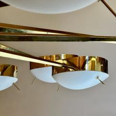 Late 20th Century Brass with White Blown Murano Glass Large Round Chandelier - 3157460