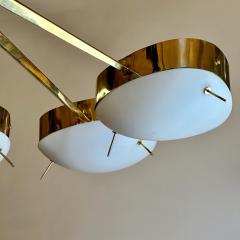 Late 20th Century Brass with White Blown Murano Glass Large Round Chandelier - 3157461