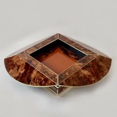 Late 20th Century Brown Orange Murano Glass W Brass Finishings Cocktail Table - 2530521