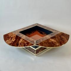 Late 20th Century Brown Orange Murano Glass W Brass Finishings Cocktail Table - 2530523