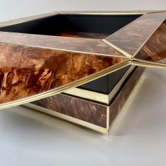 Late 20th Century Brown Orange Murano Glass W Brass Finishings Cocktail Table - 2530524