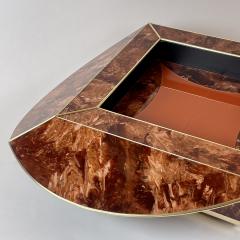Late 20th Century Brown Orange Murano Glass W Brass Finishings Cocktail Table - 2530530