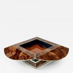 Late 20th Century Brown Orange Murano Glass W Brass Finishings Cocktail Table - 2532334