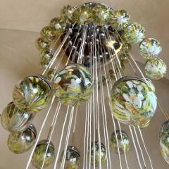 Late 20th Century Chrome Brushed Steel Brass Murano Glass Cascade Chandelier - 3591810