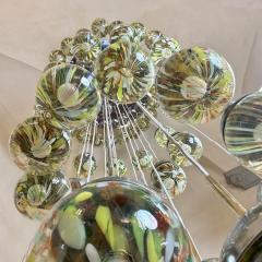 Late 20th Century Chrome Brushed Steel Brass Murano Glass Cascade Chandelier - 3591812