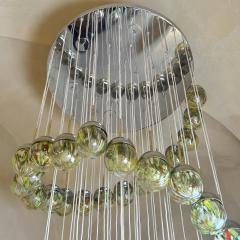 Late 20th Century Chrome Brushed Steel Brass Murano Glass Cascade Chandelier - 3591814