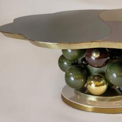 Late 20th Century Flower Shape w Opaline Glass Ceramic Balls Coffee Table - 2859951