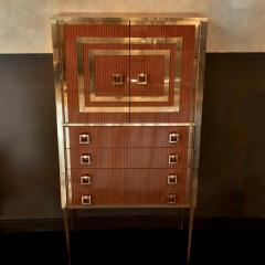 Late 20th Century French Striped Wood Brass Cabinet w Four Drawers - 1737327