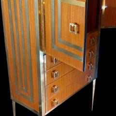 Late 20th Century French Striped Wood Brass Cabinet w Four Drawers - 1737349