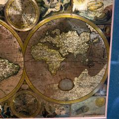 Late 20th Century Gold Foil Ancient World Map Double Hemisphere - 3455388