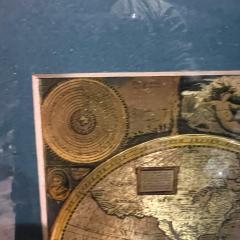 Late 20th Century Gold Foil Ancient World Map Double Hemisphere - 3455390