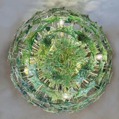 Late 20th Century Green Flowers Murano Art Glass Brass Sputnik Chandelier - 3511817