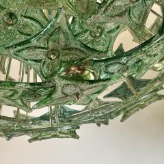 Late 20th Century Green Flowers Murano Art Glass Brass Sputnik Chandelier - 3511818