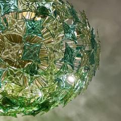 Late 20th Century Green Flowers Murano Art Glass Brass Sputnik Chandelier - 3511822