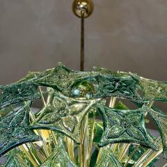 Late 20th Century Green Flowers Murano Art Glass Brass Sputnik Chandelier - 3511823