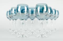 Late 20th Century Iridescent Blue Crystal Glassware Set - 554733