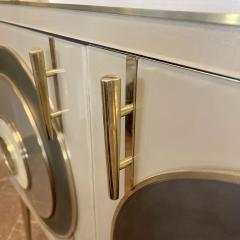 Late 20th Century Italian Beige Opaline Glass w Glass Brass Details Sideboard - 2330736