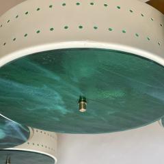 Late 20th Century Italian Brass Iron w Green Murano Art Glass Long Chandelier - 2617002