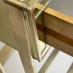 Late 20th Century Italian Brass Lemon Yellow Mirror Console w Three Drawers - 3051456