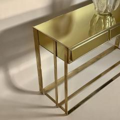 Late 20th Century Italian Brass Lemon Yellow Mirror Console w Three Drawers - 3051458