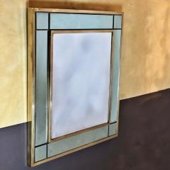 Late 20th Century Italian Brass Wall Mirror with Green Mirror Frame - 1725147