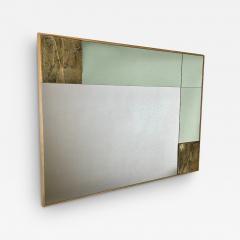 Late 20th Century Italian Green Bronze Mirror W Sculptural Bronze Plaques - 2983094