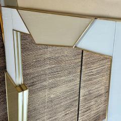 Late 20th Century Italian Light Grey Gold Opaline Glass w Brass Wall Mirror - 3390501