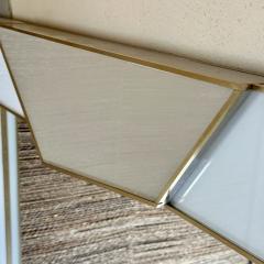 Late 20th Century Italian Light Grey Gold Opaline Glass w Brass Wall Mirror - 3390504