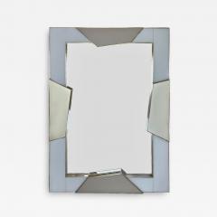 Late 20th Century Italian Light Grey Gold Opaline Glass w Brass Wall Mirror - 3392129