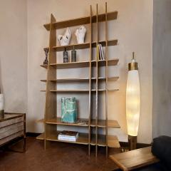Late 20th Century Italian Oak Wood Tall Bookcase - 4227462