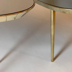 Late 20th Century Italian Pair of Copper Silver Mirror and Brass Coffee Tables - 1788365