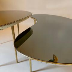 Late 20th Century Italian Pair of Copper Silver Mirror and Brass Coffee Tables - 1788373