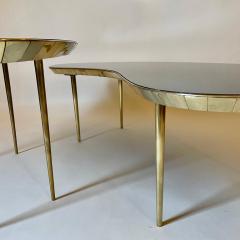 Late 20th Century Italian Pair of Copper Silver Mirror and Brass Coffee Tables - 1788374