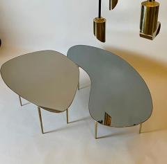 Late 20th Century Italian Pair of Copper Silver Mirror and Brass Coffee Tables - 1788381
