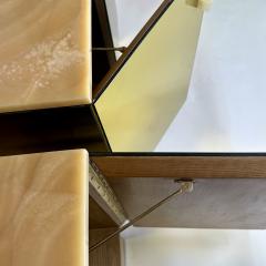 Late 20th Century Italian Pair of Yellow Mirror Cabinets w Honey Onyx Tops - 3256567