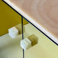 Late 20th Century Italian Pair of Yellow Mirror Cabinets w Honey Onyx Tops - 3256570