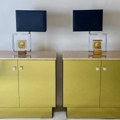 Late 20th Century Italian Pair of Yellow Mirror Cabinets w Honey Onyx Tops - 3256573