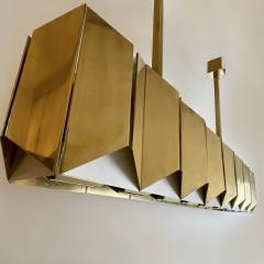 Late 20th Century Italian Rectangular Folded Brass Long Chandelier - 2535033