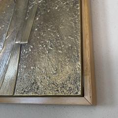 Late 20th Century Italian Silver Pink Mirror w Bronze Abstract Plaques - 2535019