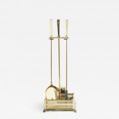 Late 20th Century Italian Solid Brass 5 Piece Fireplace Tool Set - 2109948