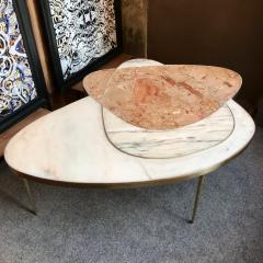 Late 20th Century Italian Space Age Marble and Brass Coffee Table - 1684416